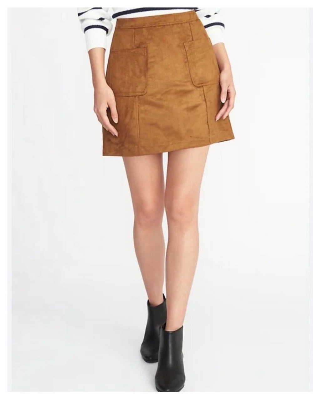 Old Navy Suede-Look A-Line Mini Skirt in Camel Brown